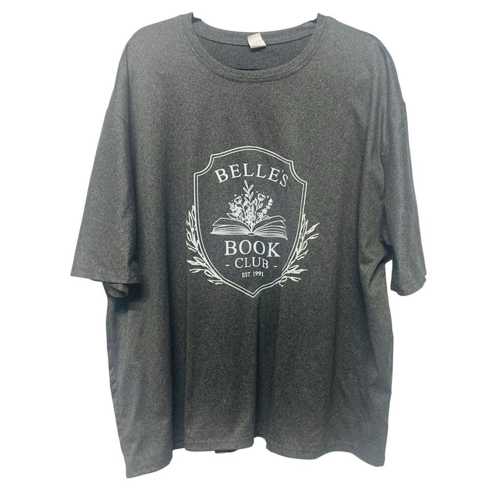 Belles Book Club Gray T-Shirt Size 5x but fits‎ like a 2X Use Measurements